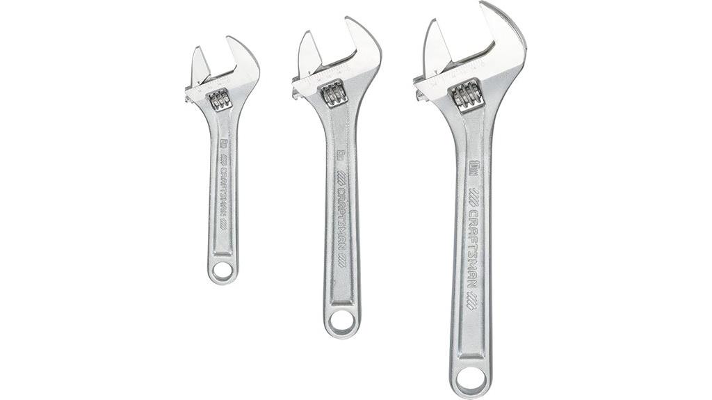 three piece adjustable wrench set