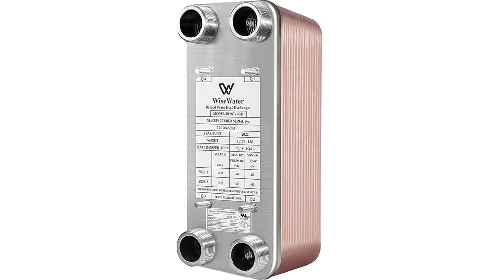 five by twelve inch water heat exchanger