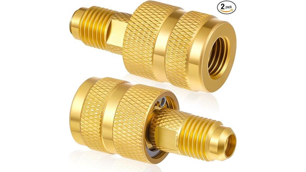 two brass refrigerant adapters